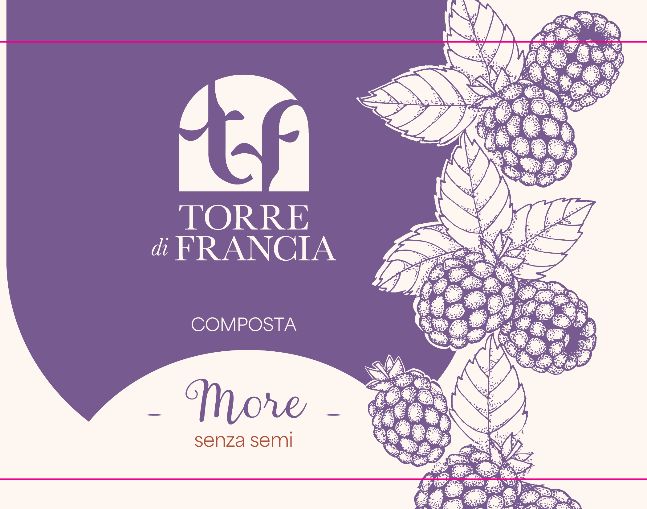 Etichetta della composta di more Torre di Francia