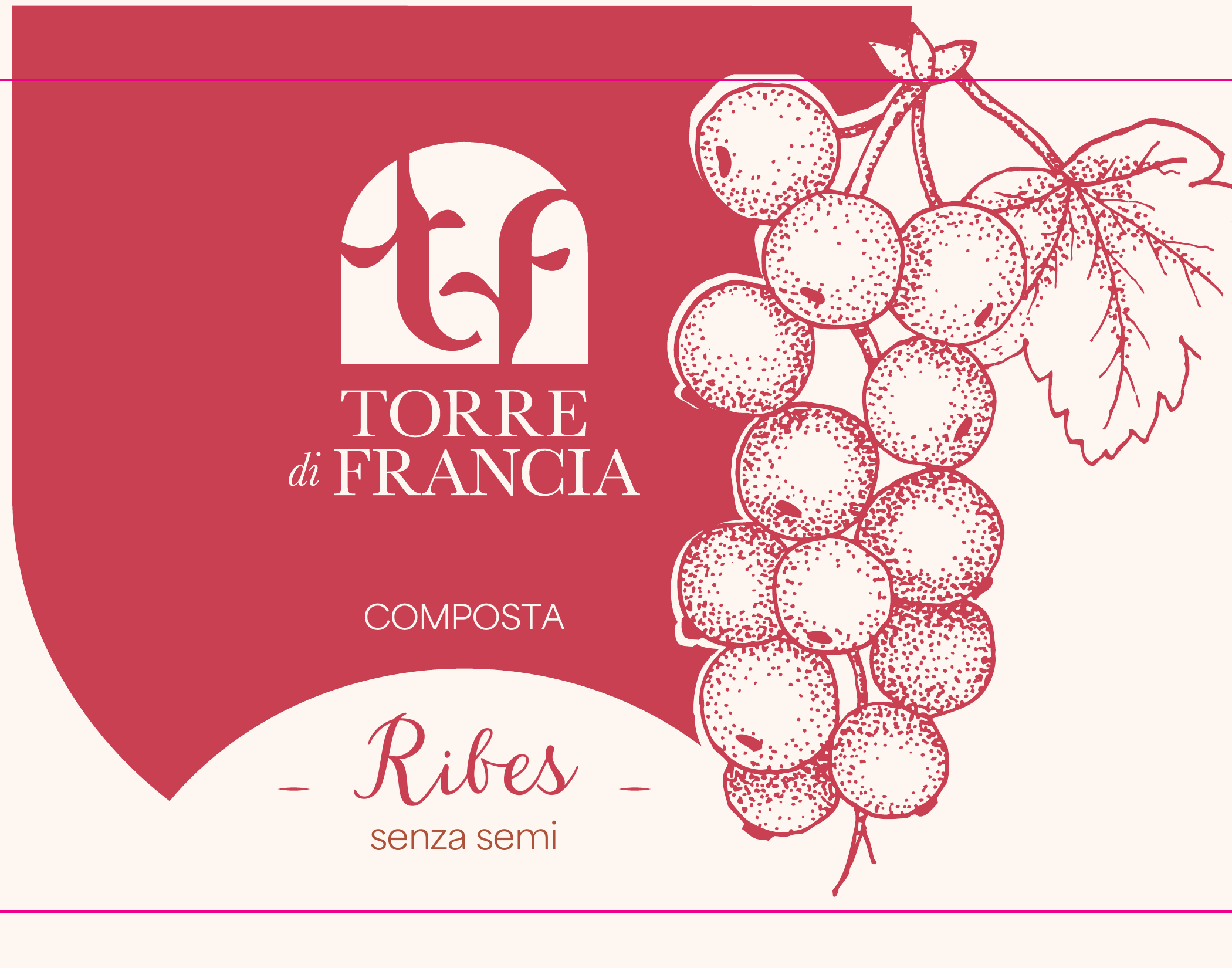 Etichetta della composta di ribes Torre di Francia